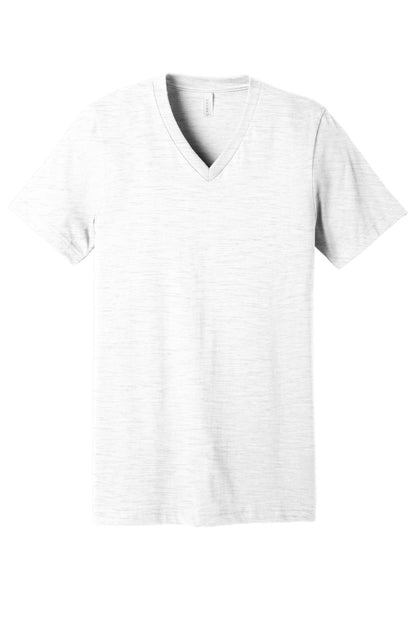 Front View of WhiteSlub BELLA+CANVAS Unisex Textured Jersey V-Neck Tee BC3655 plain