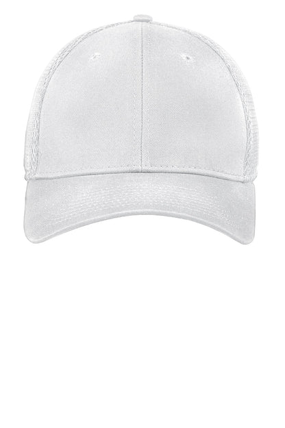 Front View of White/White New Era - Stretch Mesh Cap. NE1020 plain