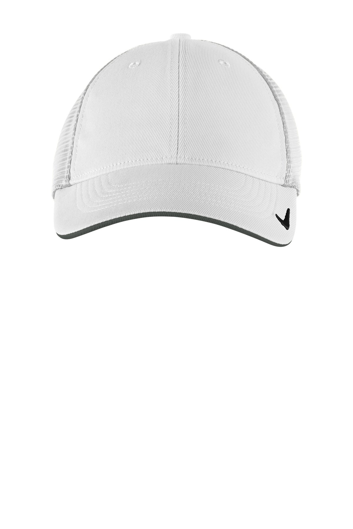 Front View of Wht/Wht Nike Stretch-to-Fit Mesh Back Cap NKFB6448 plain