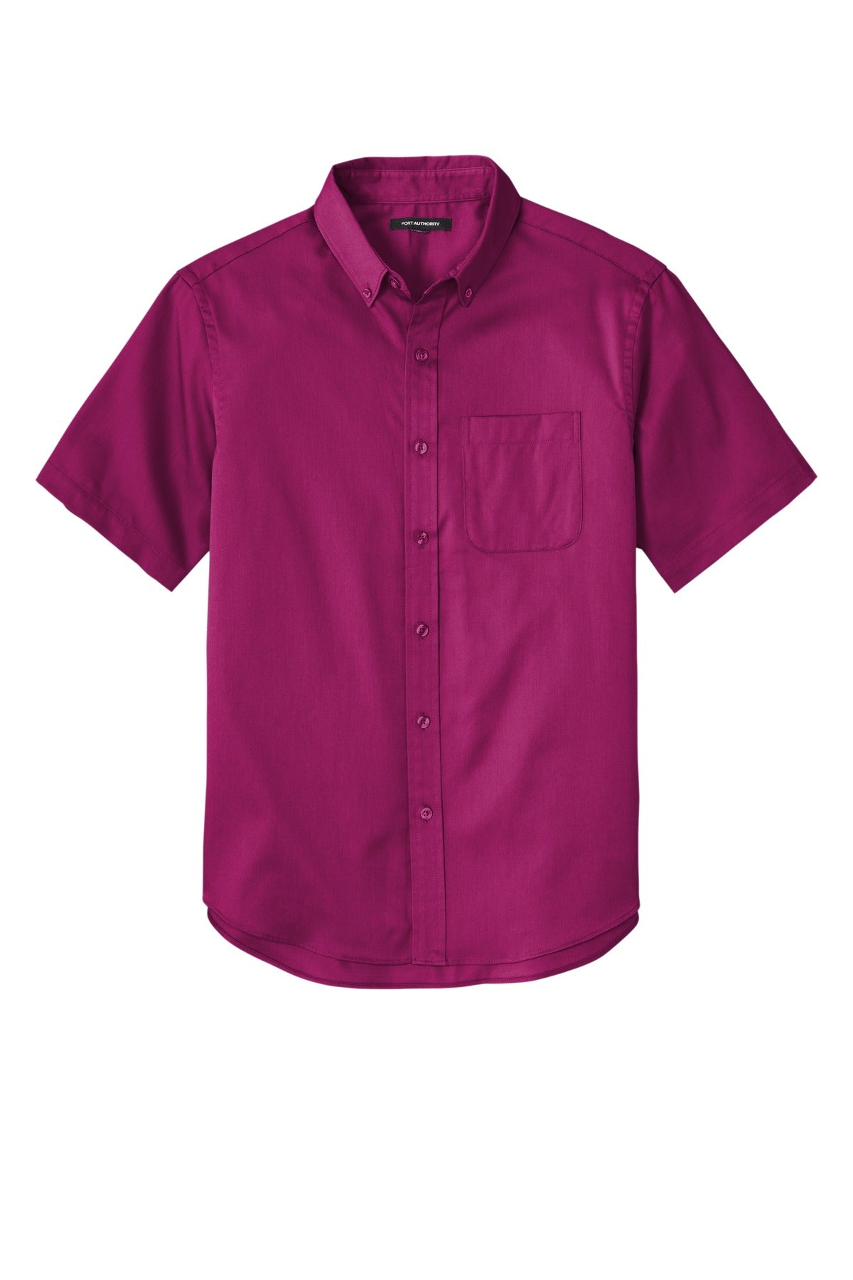 Front View of WildBerry Port Authority Short Sleeve SuperPro React Twill Shirt. W809 plain