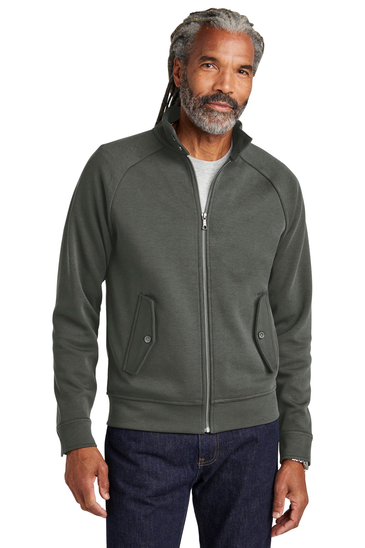 Front View of WindsorGry Brooks Brothers Double-Knit Full-Zip BB18210 plain