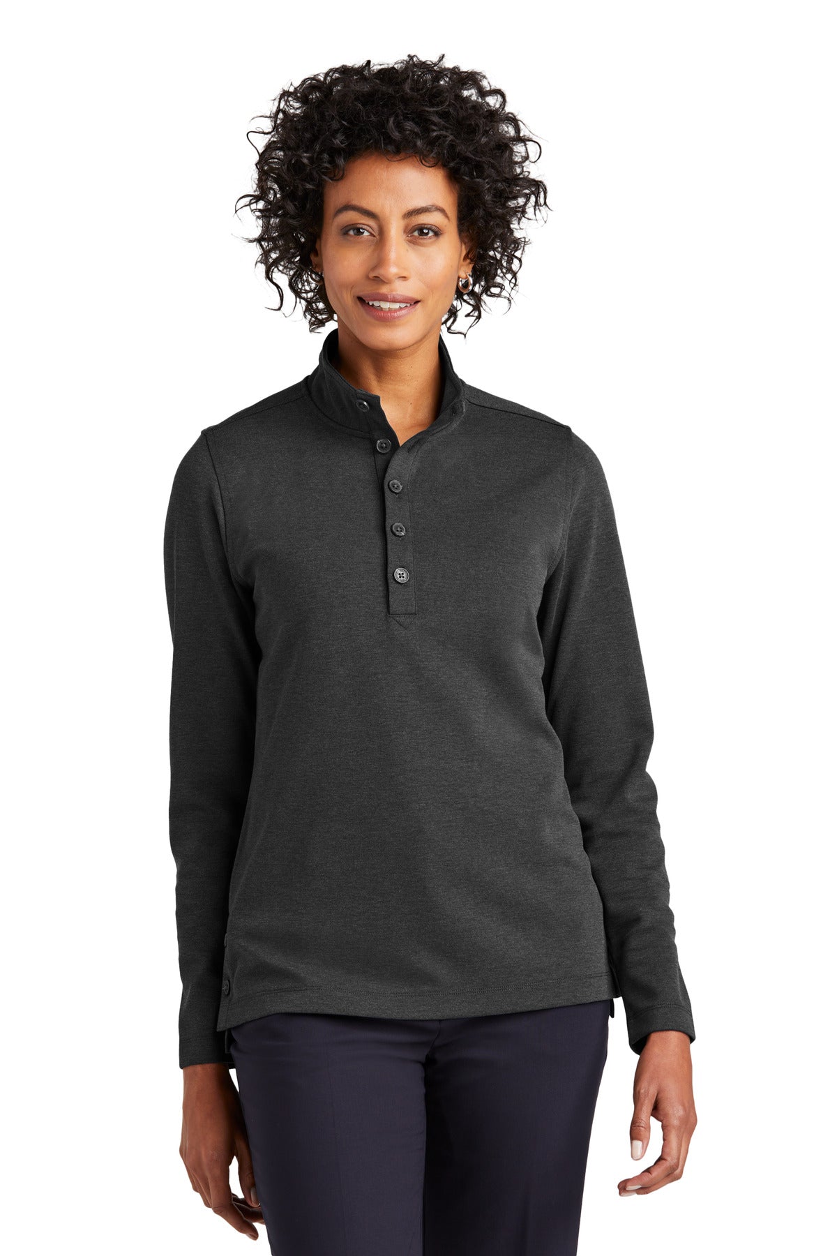 Front View of WindsorGyH Brooks Brothers Women's Mid-Layer Stretch 1/2-Button BB18203 plain