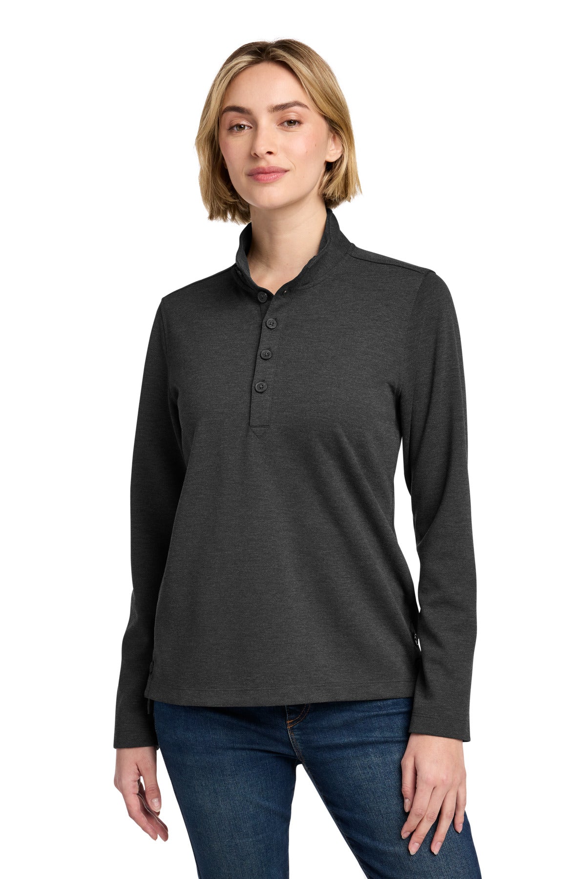 Front View of WindsorGyH Brooks Brothers Women's Mid-Layer Stretch 1/2-Button BB18203 plain