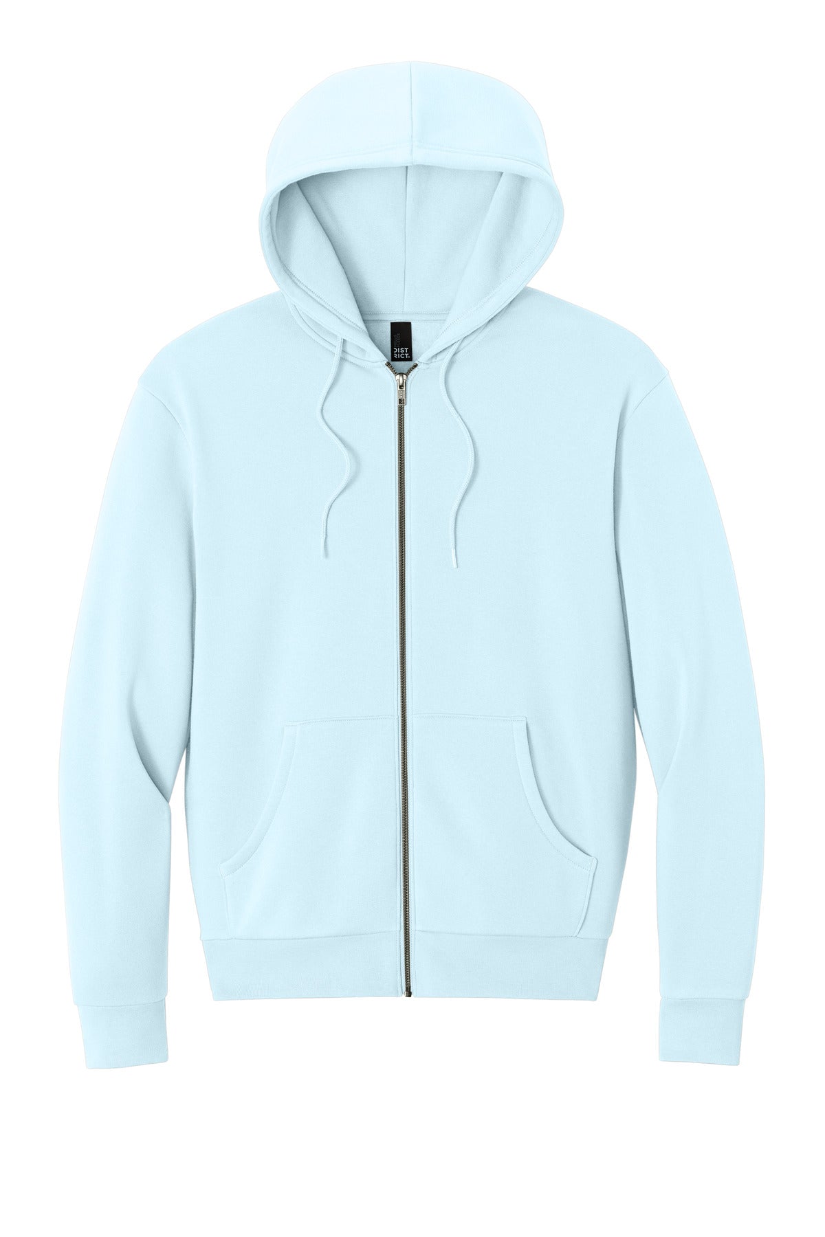 Front View of WinterBlue District MelloFleece Full-Zip Hoodie DT6702 plain