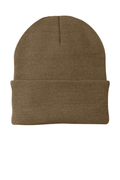 Front View of WoodlandBr Port Authority Knit Cap. CP90 plain