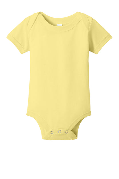 Front View of Yellow BELLA+CANVAS Infant Jersey Short Sleeve One Piece BC100B