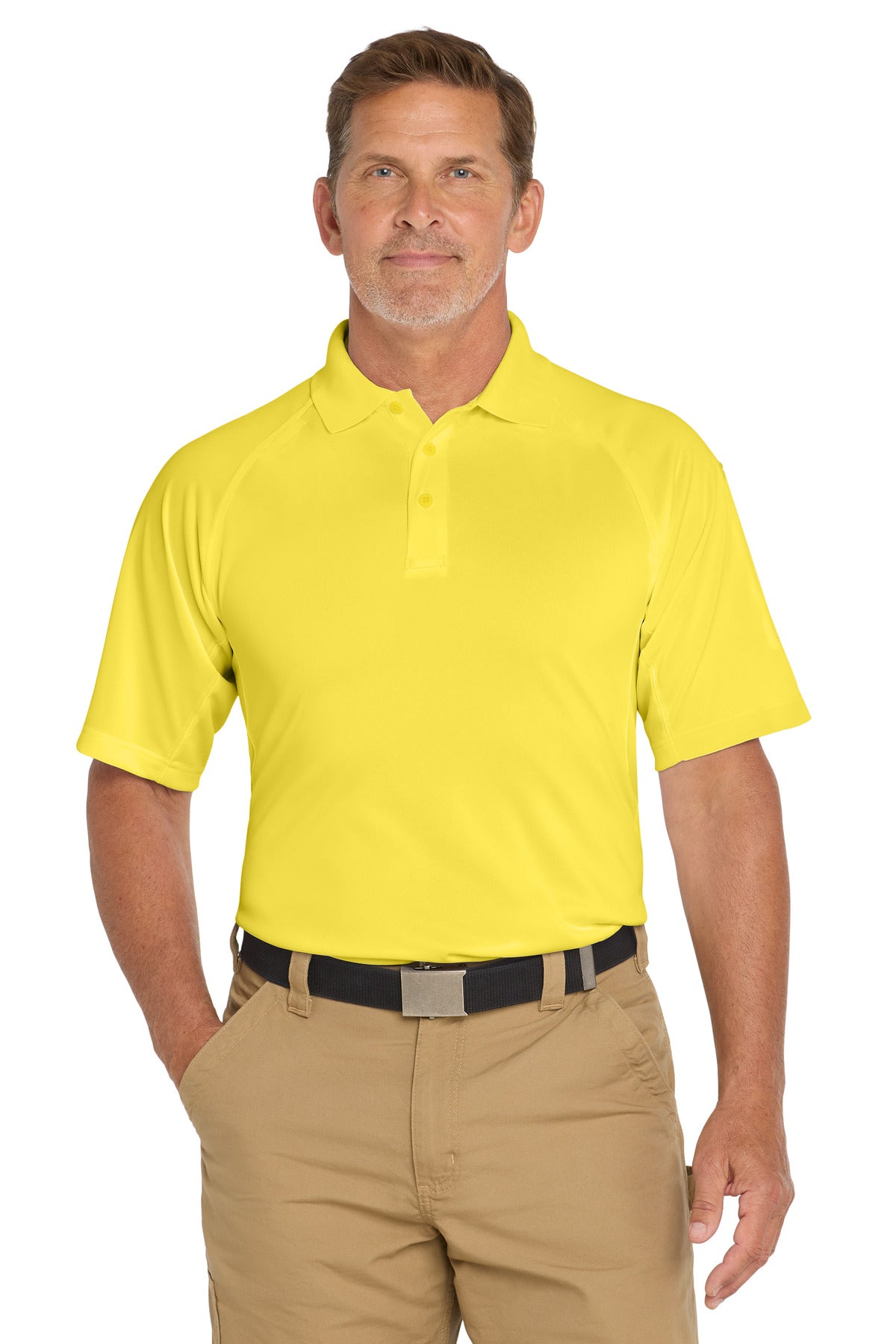Front View of Yellow CornerStone - Select Snag-Proof Tactical Polo. CS410 plain