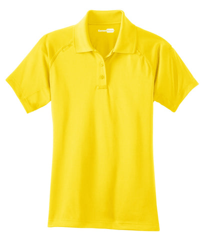 Front View of Yellow CornerStone Women's Select Snag-Proof Tactical Polo. CS411 plain
