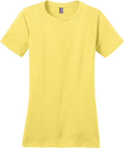 Front View of Yellow District Women's Perfect Weight Tee. DM104L plain