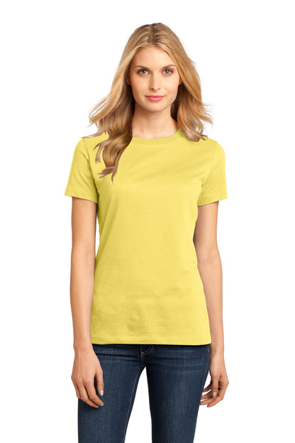 Front View of Yellow District Women's Perfect Weight Tee. DM104L plain