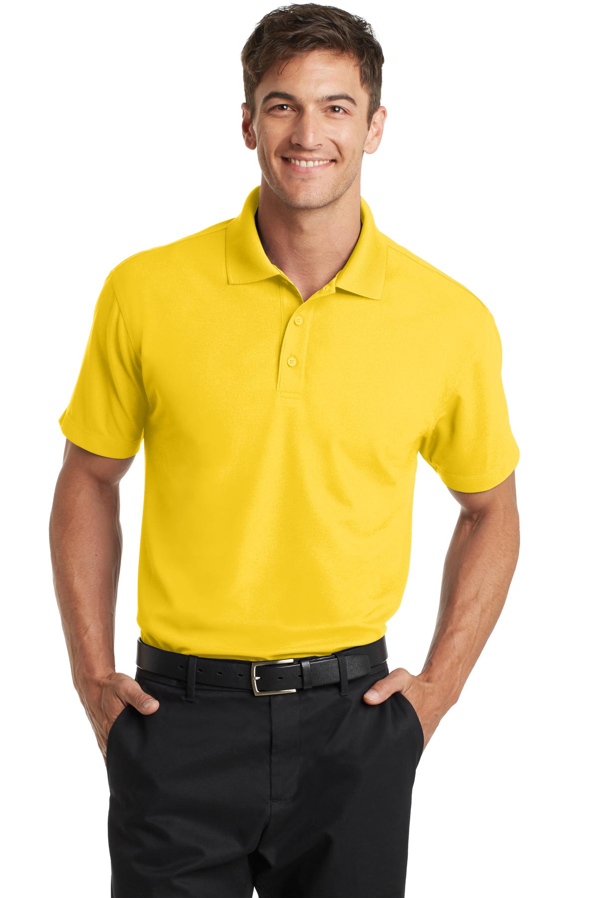 Front View of Yellow Port Authority Dry Zone Grid Polo. K572 plain