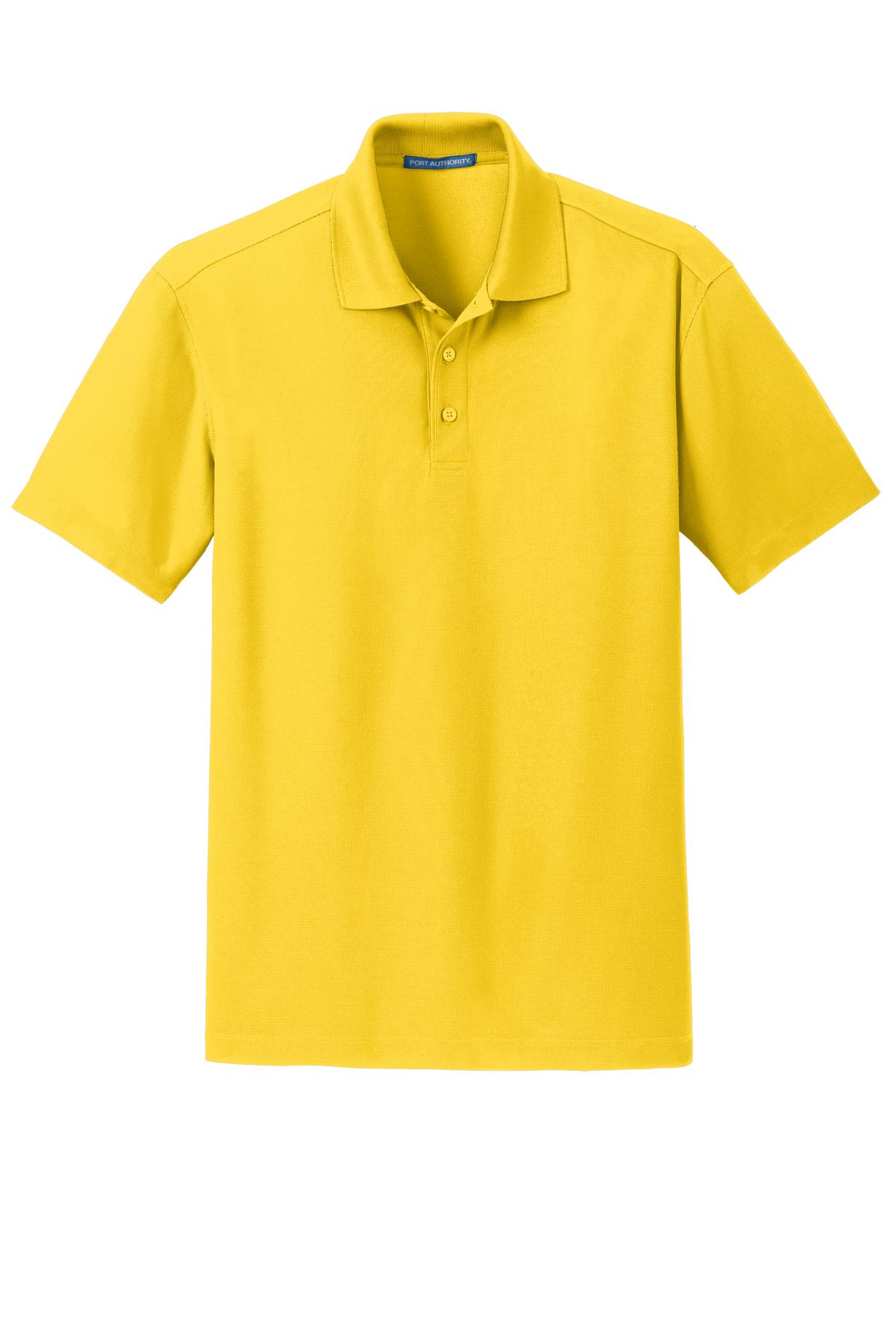 Front View of Yellow Port Authority Dry Zone Grid Polo. K572 plain