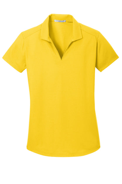 Front View of Yellow Port Authority Women's Dry Zone Grid Polo. L572 plain