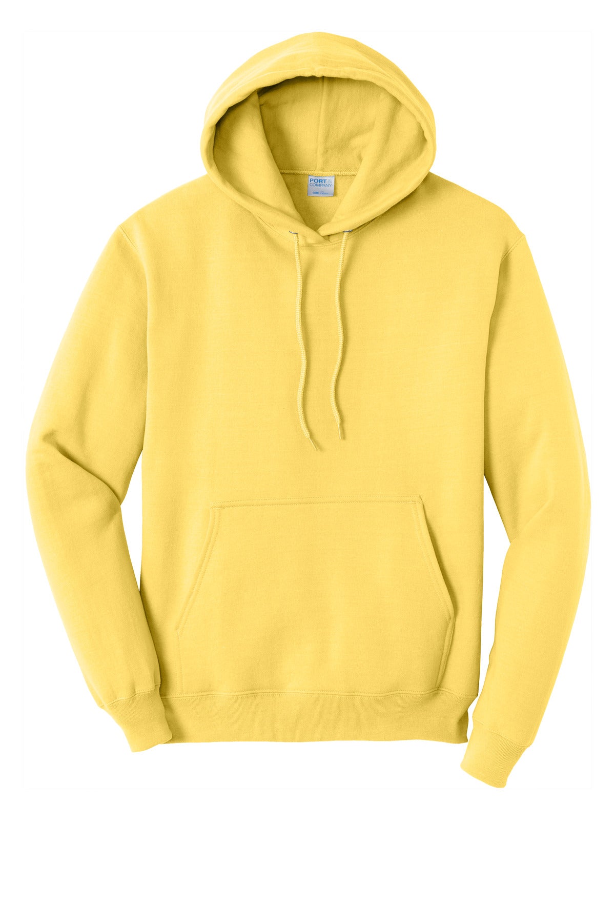 Front View of Yellow Port & Co Core Fleece Pullover Hooded Sweatshirt. PC78H