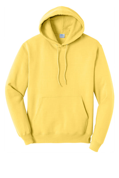 Front View of Yellow Port & Co Core Fleece Pullover Hooded Sweatshirt. PC78H