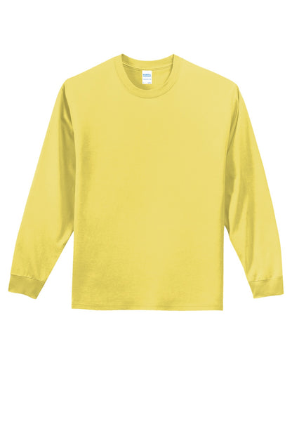 Front View of Yellow Port & Co Long Sleeve Essential Tee. PC61LS plain