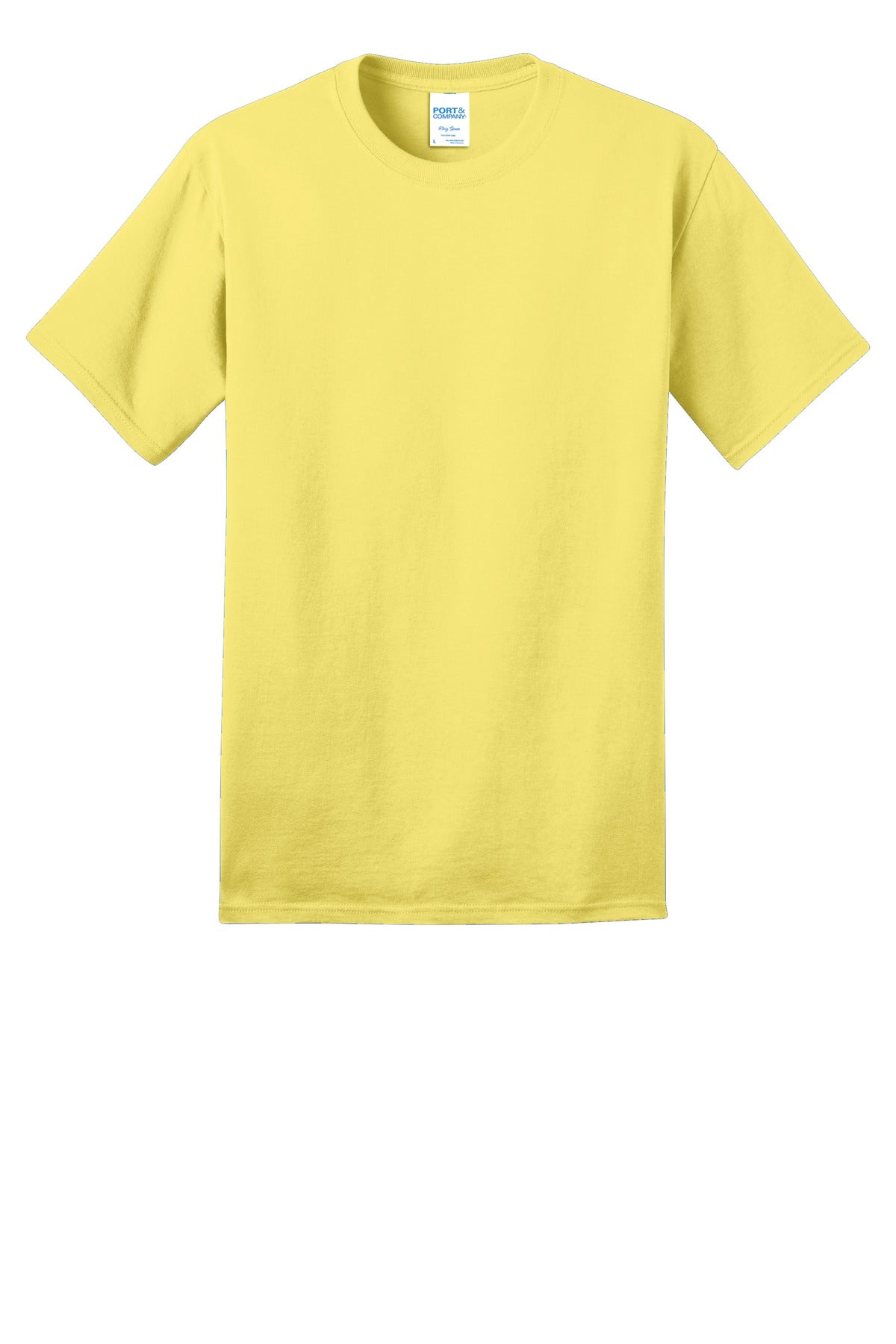 Front View of Yellow Port & Co Ring Spun Cotton Tee. PC150 plain