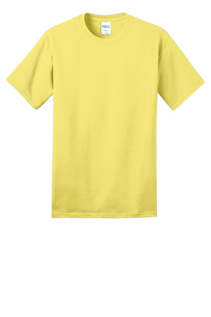 Front View of Yellow Port & Co Ring Spun Cotton Tee. PC150 plain
