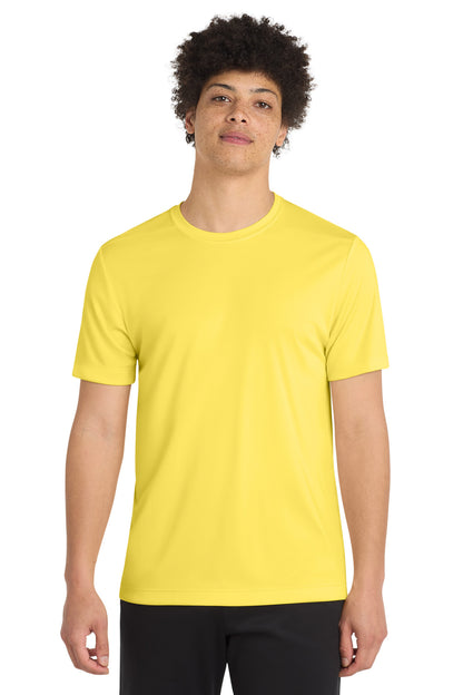 Front View of Yellow Sport-Tek Posi-UV Pro Tee. ST420 plain