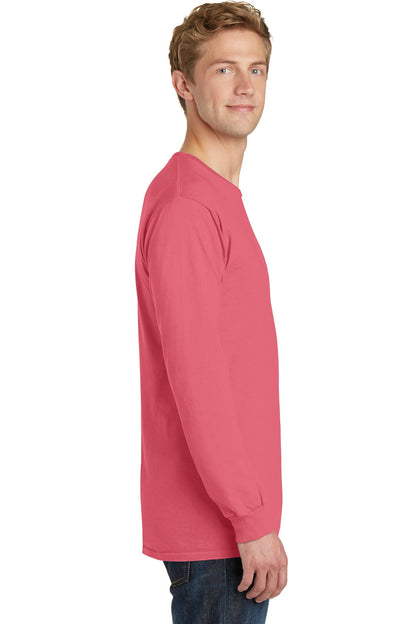 Fruit Punch Port & Co Beach Wash Garment-Dyed Long Sleeve Tee PC099LS plain