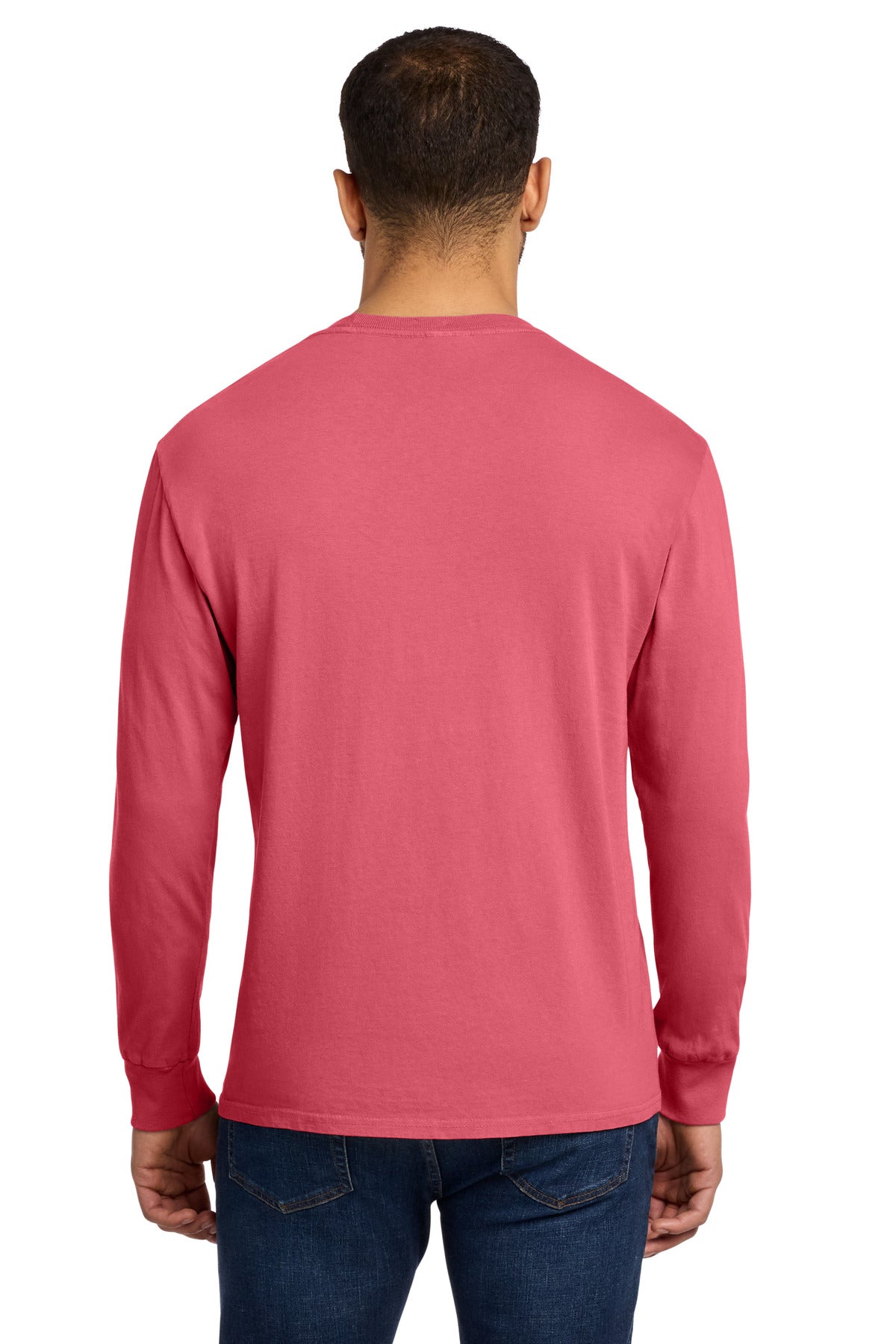 Fruit Punch Port & Co Beach Wash Garment-Dyed Long Sleeve Tee PC099LS plain