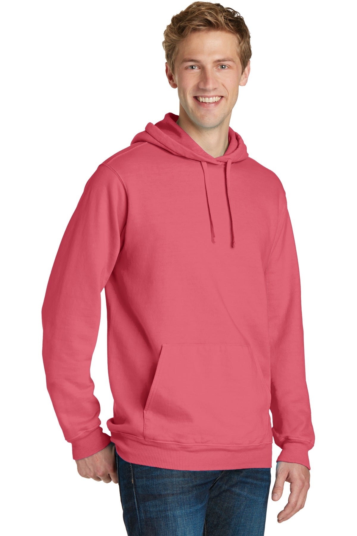 Fruit Punch Port & Co Beach Wash Garment-Dyed Pullover Hooded Sweatshirt. PC098H plain