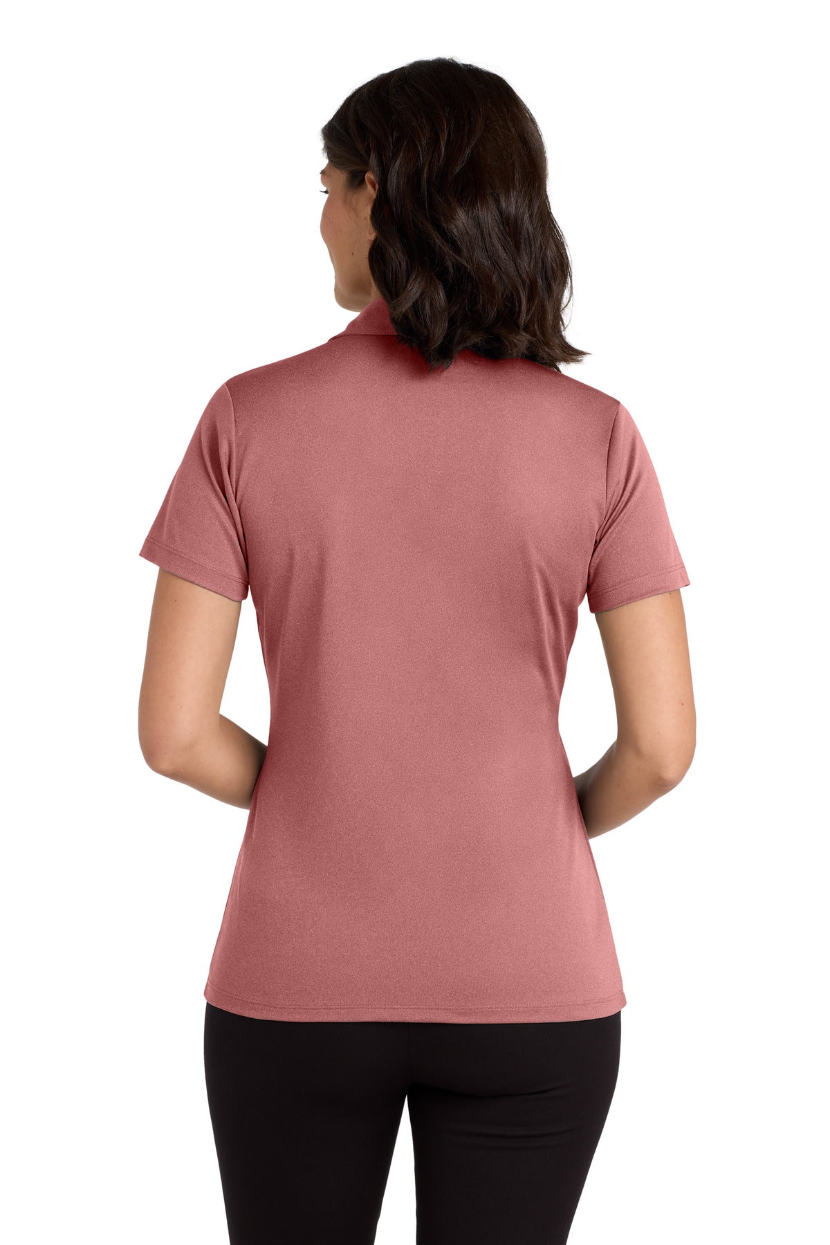 Garnet Hthr Port Authority Women's Heathered Silk Touch Performance Polo. LK542 plain