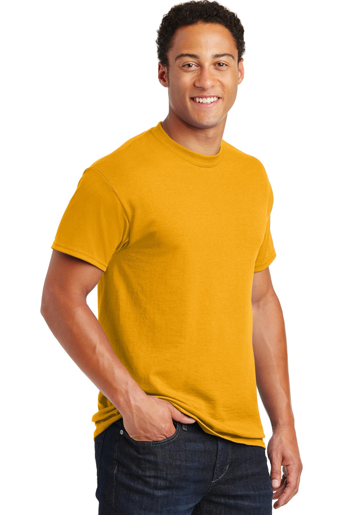 Gold Gildan DryBlend 50 Cotton/50 Poly T-Shirt. 8000 plain