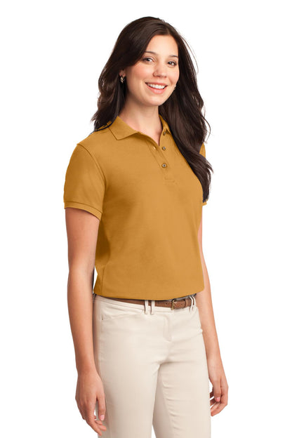 Gold Port Authority Women's Silk Touch Polo. L500 plain