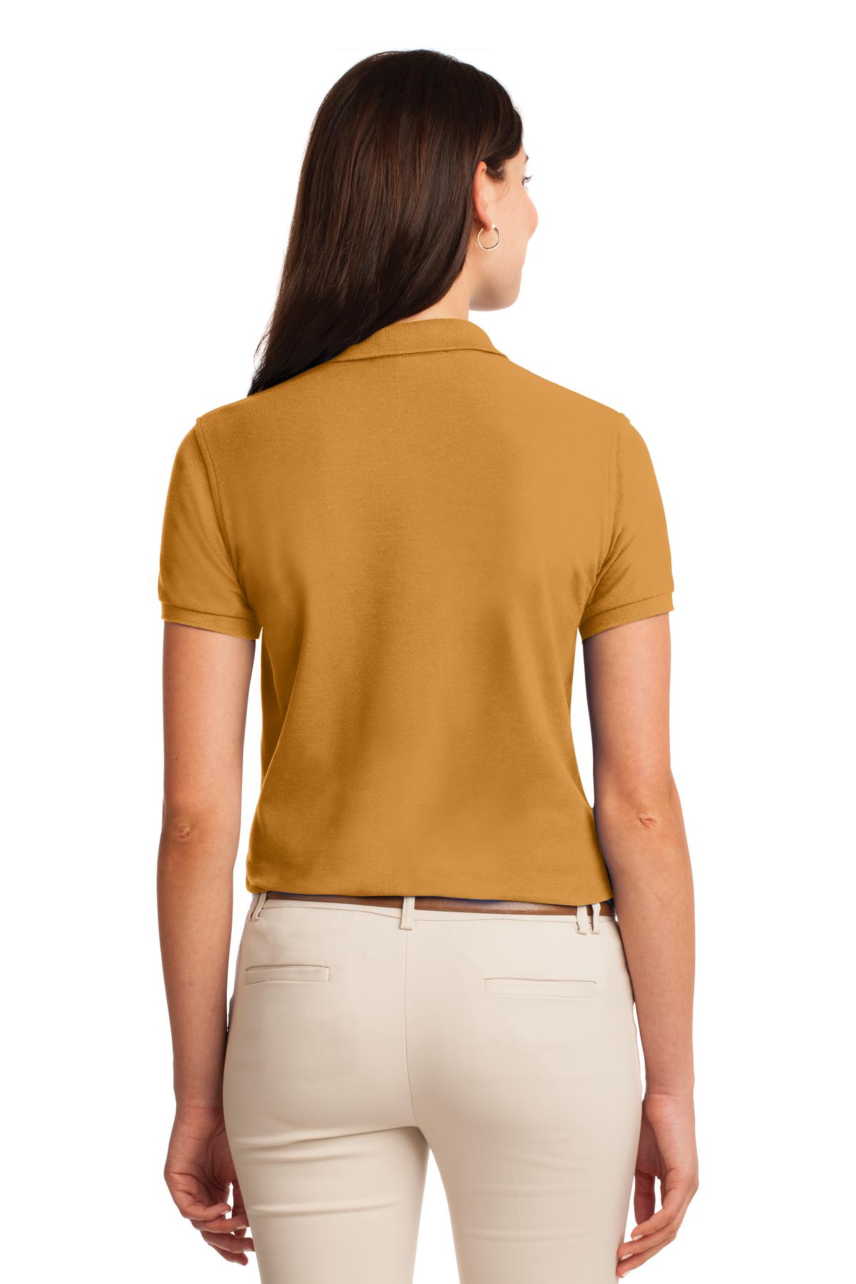 Gold Port Authority Women's Silk Touch Polo. L500 plain