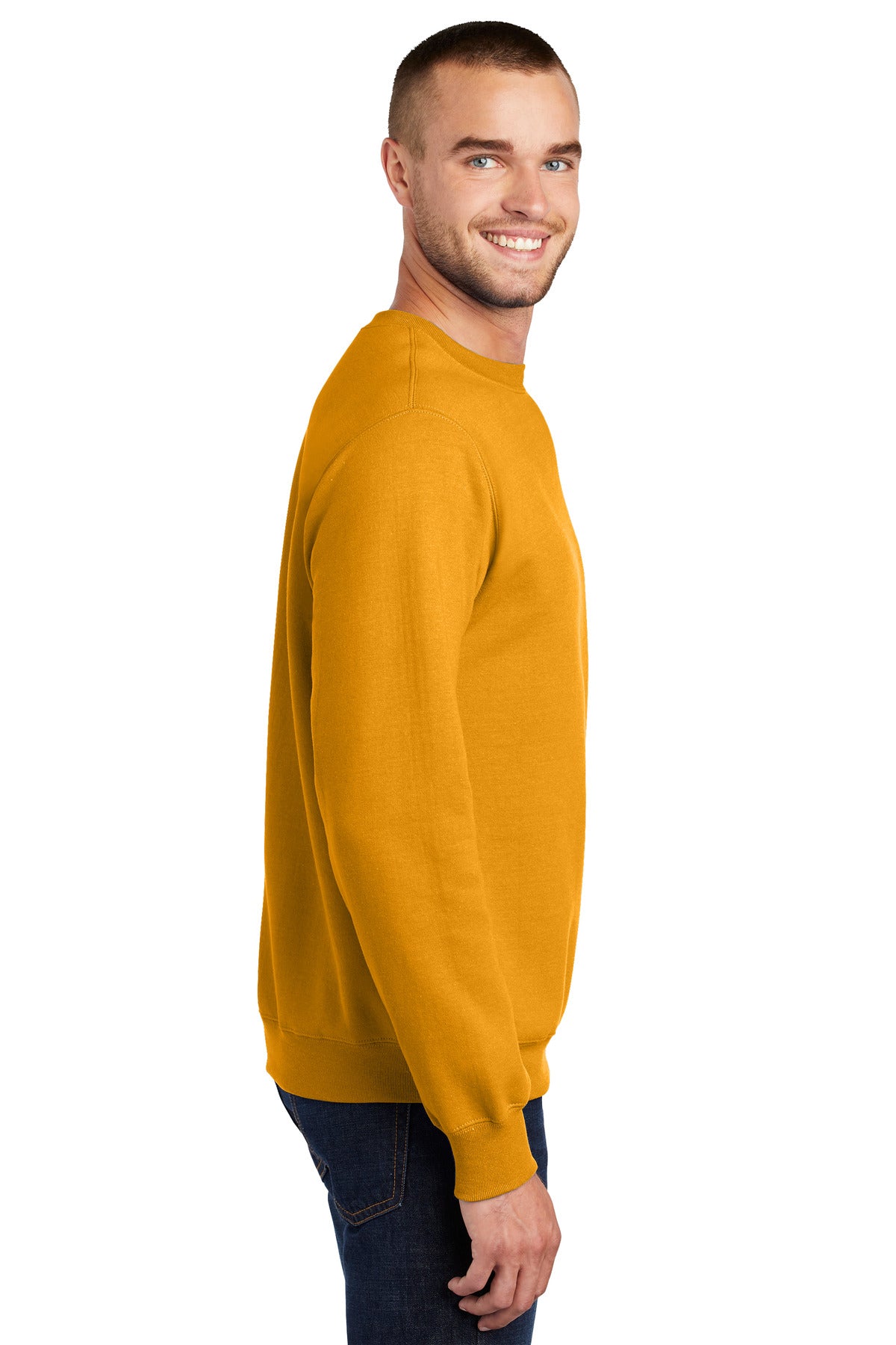 Gold Port & Co Essential Fleece Crewneck Sweatshirt. PC90 plain