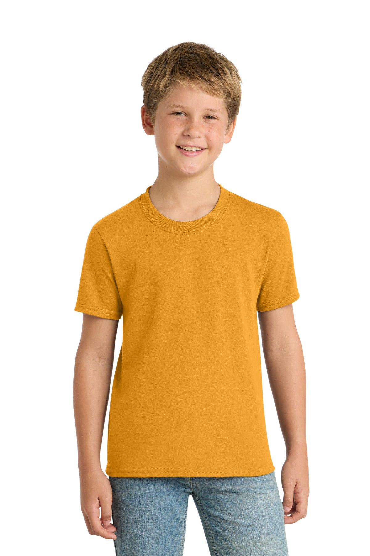 Gold Port & Co Youth Core Blend Tee. PC55Y plain