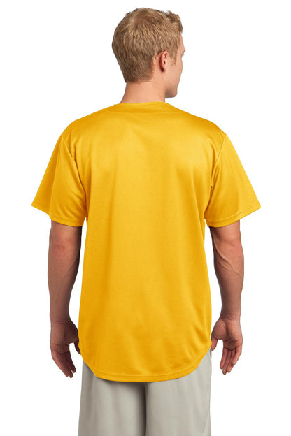 Gold Sport-Tek PosiCharge Tough Mesh Full-Button Jersey. ST220 plain