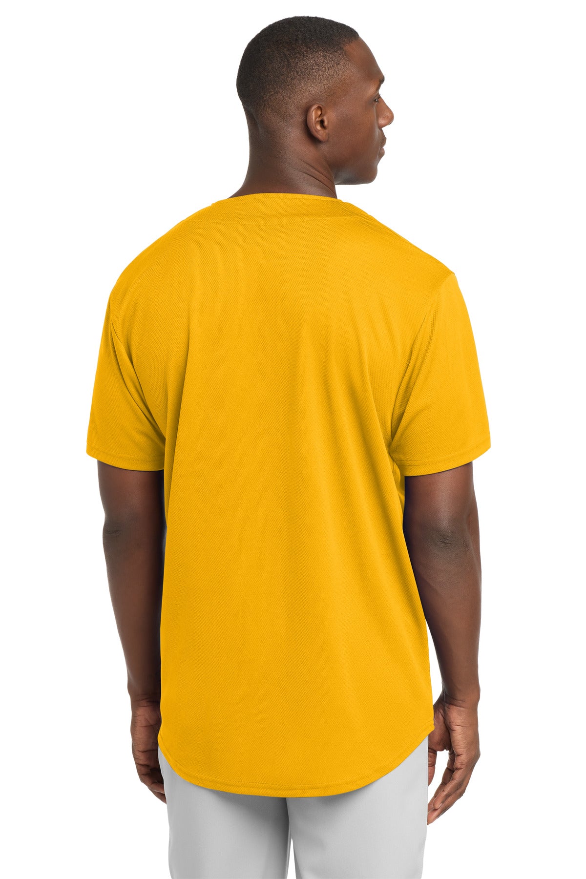 Gold Sport-Tek PosiCharge Tough Mesh Full-Button Jersey. ST220 plain