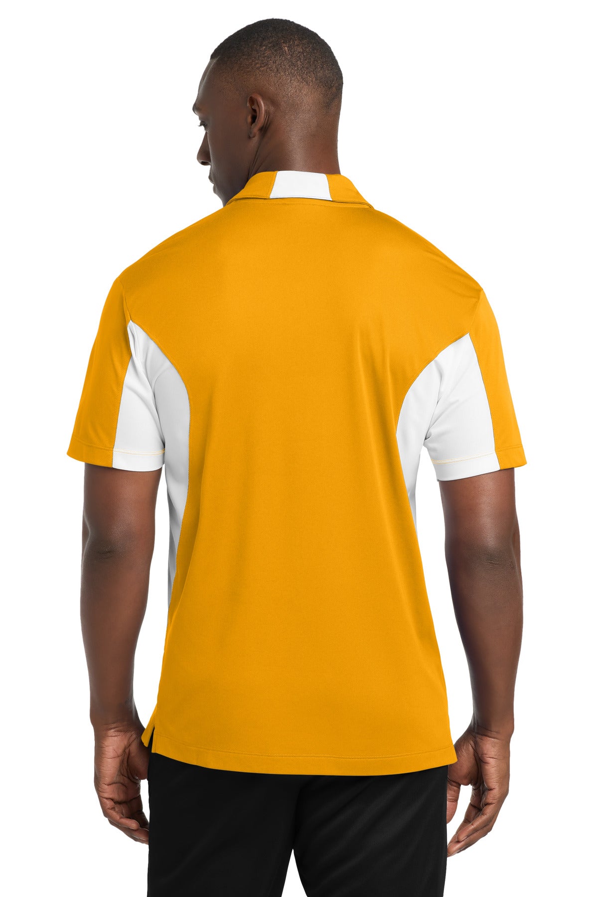 Gold/White Sport-Tek Side Blocked Micropique Sport-Wick Polo. ST655 plain