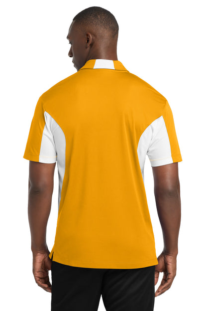 Gold/White Sport-Tek Side Blocked Micropique Sport-Wick Polo. ST655 plain