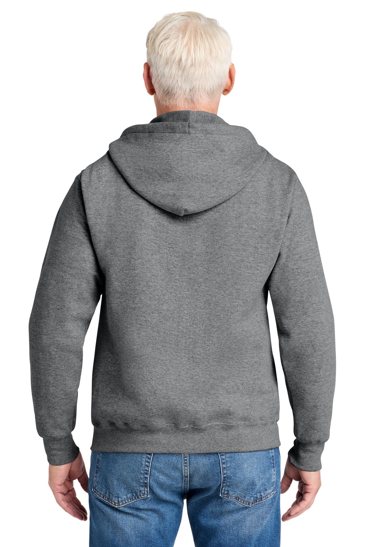 GphHeather Port & Co Core Fleece Full-Zip Hooded Sweatshirt. PC78ZH plain