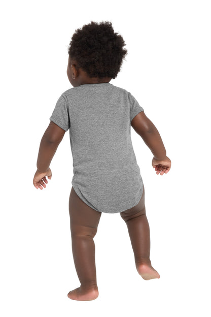 GraniteHtr Rabbit Skins Infant Short Sleeve Baby Rib Bodysuit. RS4400 plain