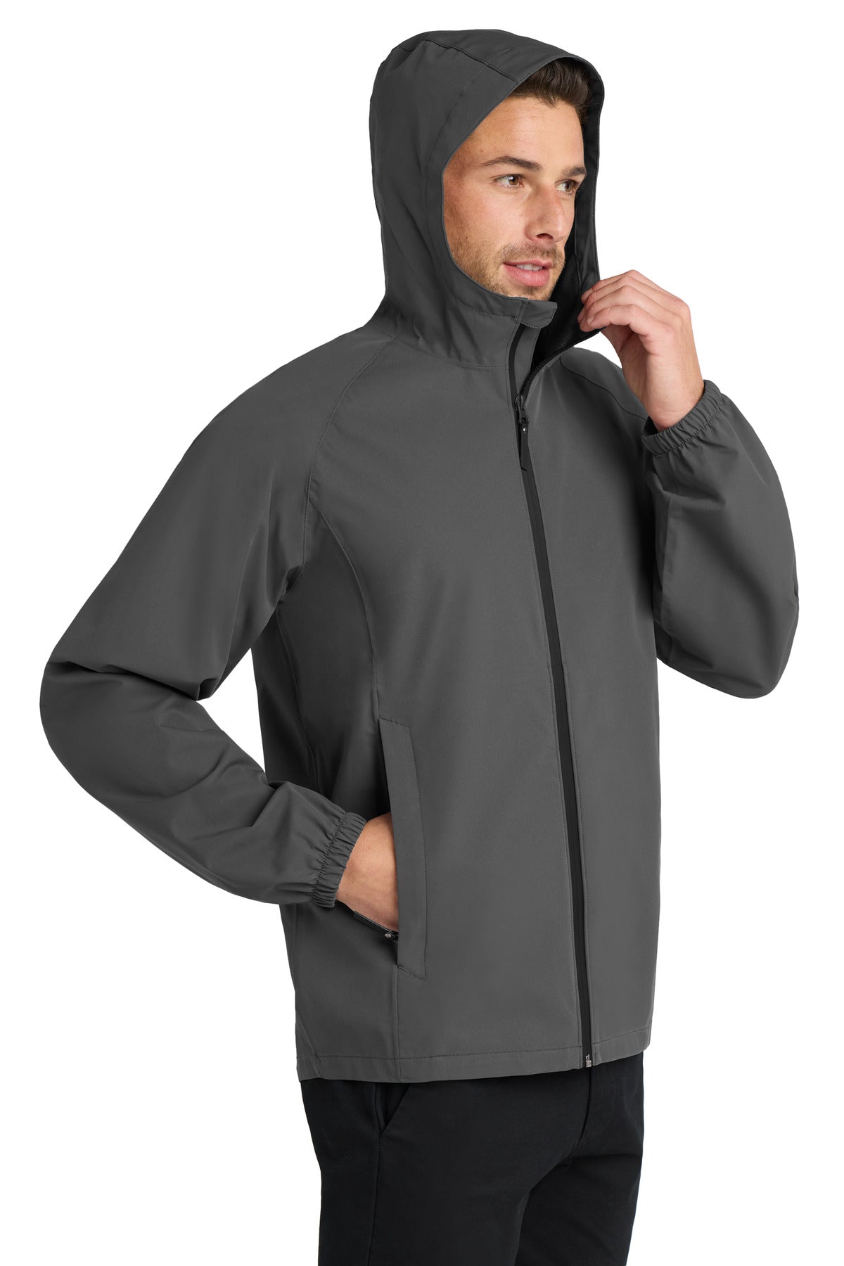 Graphite Grey Port Authority Essential Rain Jacket J407 plain