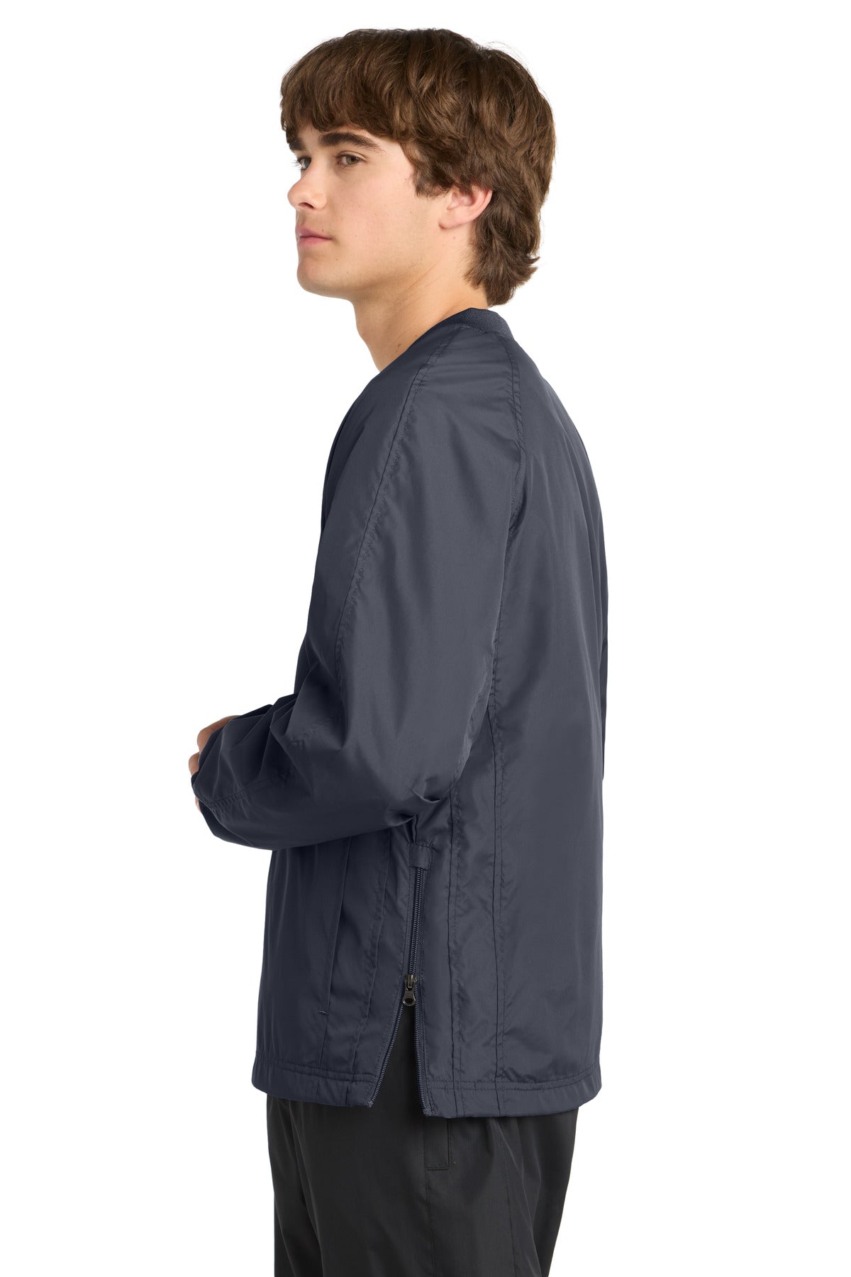 Graphite Grey Sport-Tek V-Neck Raglan Wind Shirt. JST72 plain