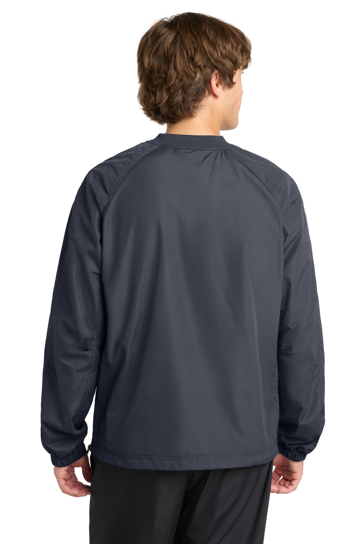 Graphite Grey Sport-Tek V-Neck Raglan Wind Shirt. JST72 plain