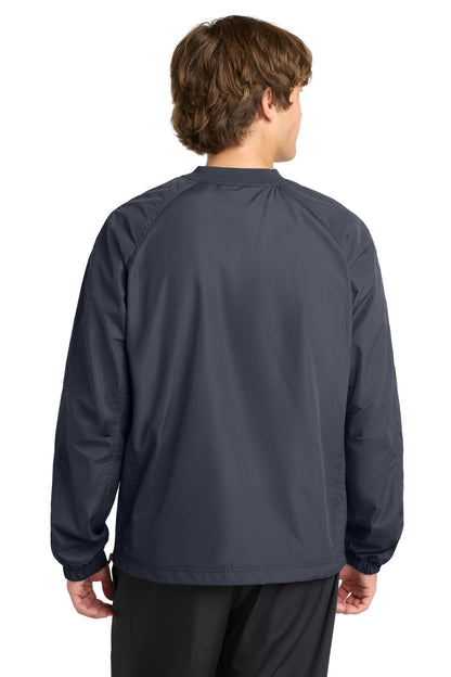 Graphite Grey Sport-Tek V-Neck Raglan Wind Shirt. JST72 plain