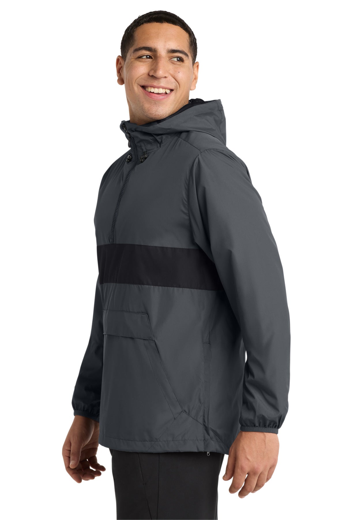 Graphite Gy/Bk Sport-Tek Zipped Pocket Anorak. JST65 plain