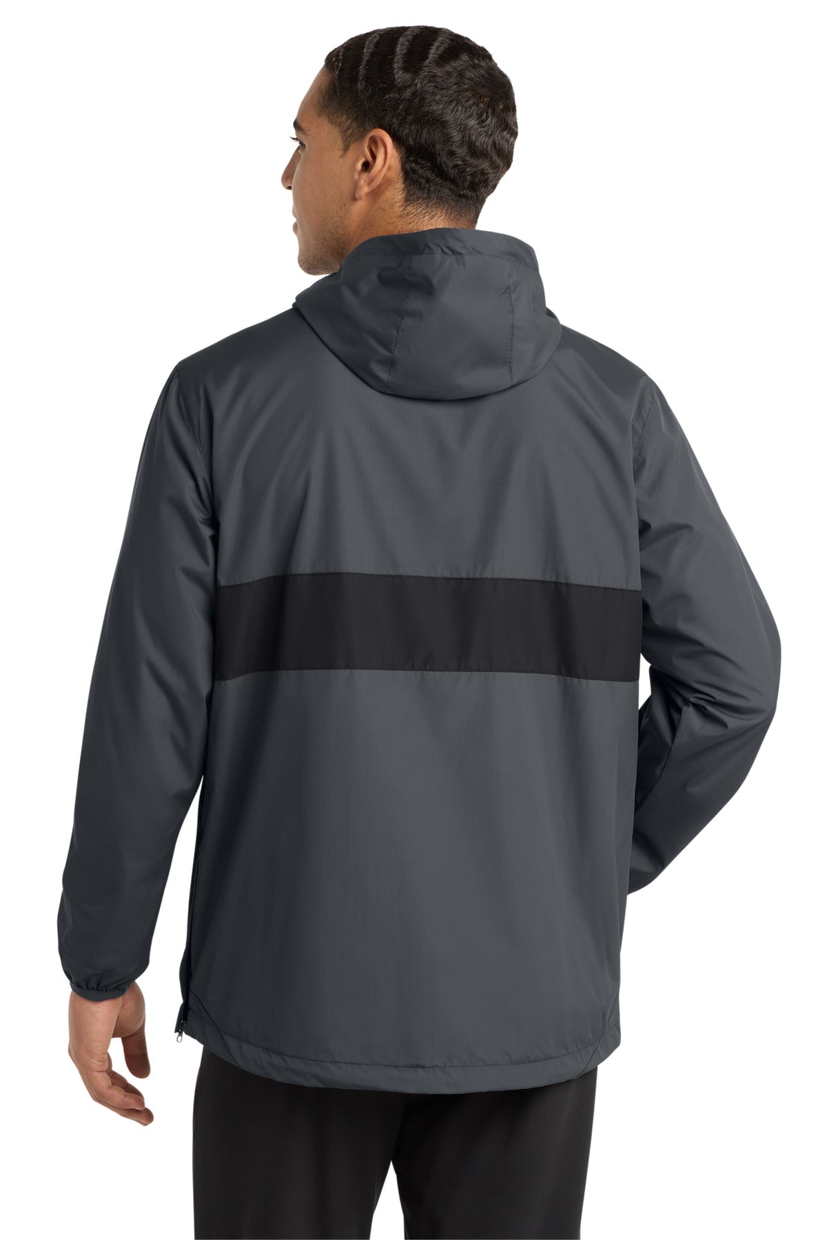 Graphite Gy/Bk Sport-Tek Zipped Pocket Anorak. JST65 plain