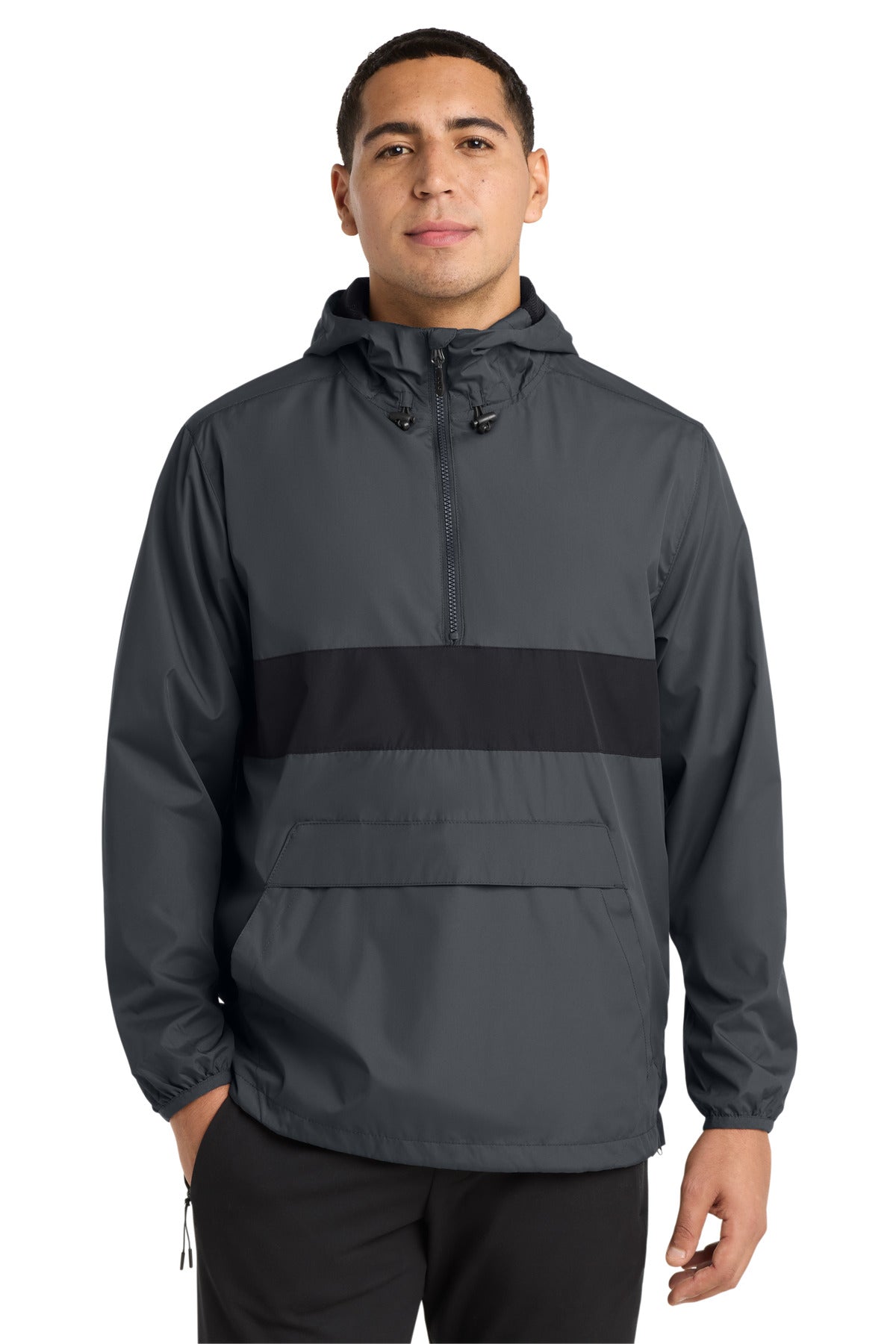 Graphite Gy/Bk Sport-Tek Zipped Pocket Anorak. JST65 plain