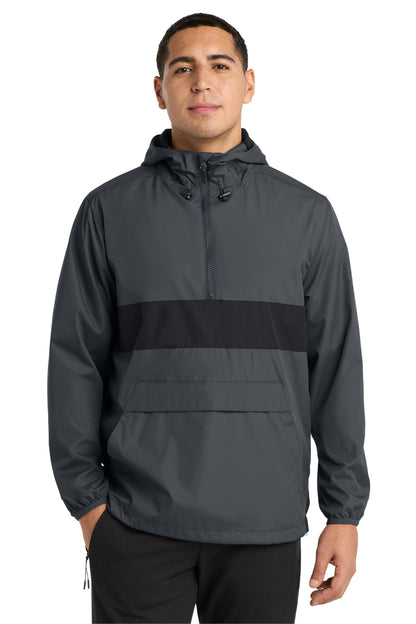 Graphite Gy/Bk Sport-Tek Zipped Pocket Anorak. JST65 plain
