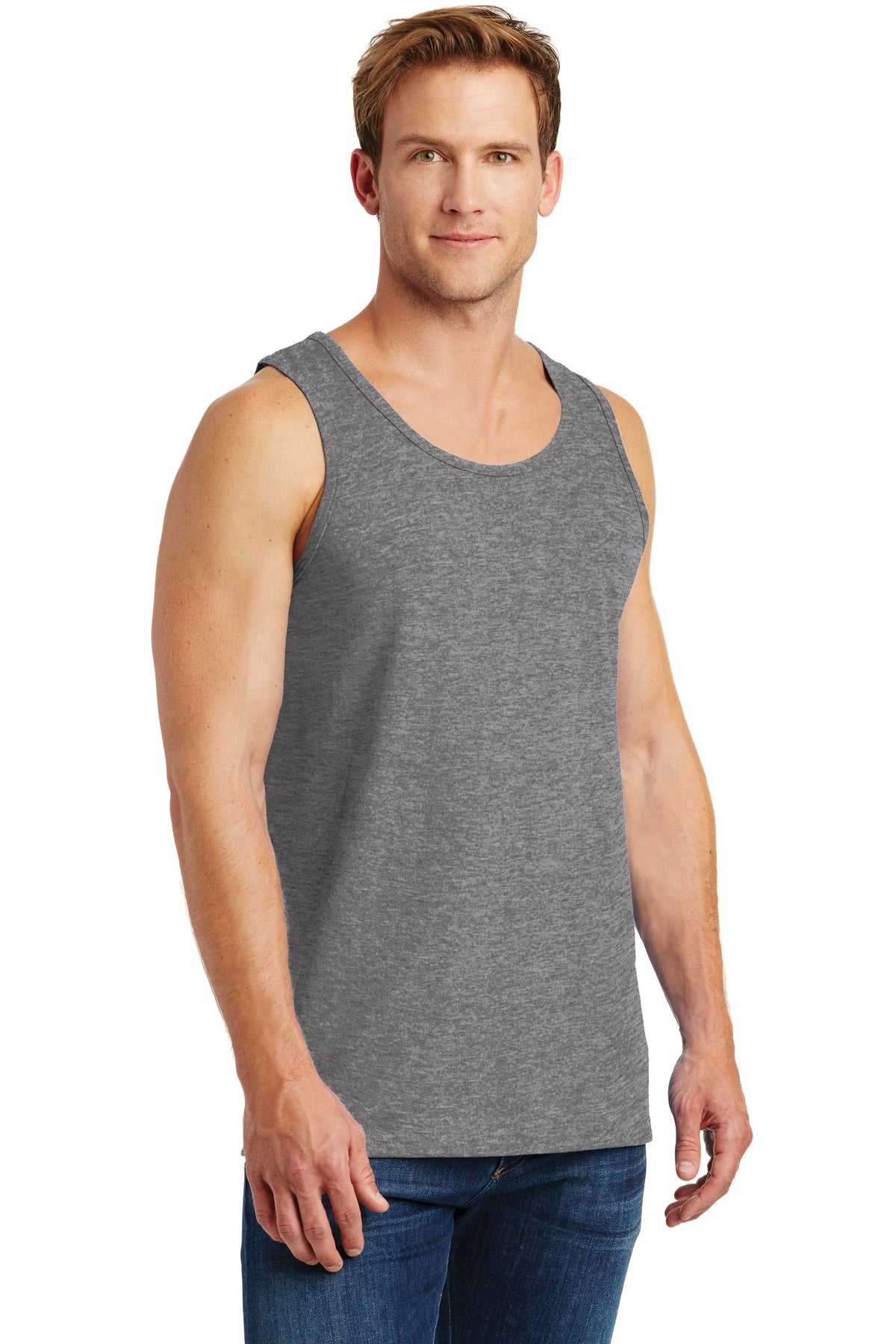 Graphite Hthr Gildan Heavy Cotton Tank Top. G5200 plain