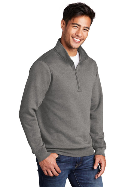 Graphite Hthr Port & Co Core Fleece 1/4-Zip Pullover Sweatshirt PC78Q