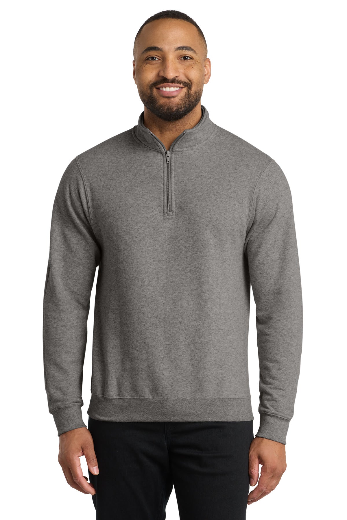 Graphite Hthr Port & Co Core Fleece 1/4-Zip Pullover Sweatshirt PC78Q