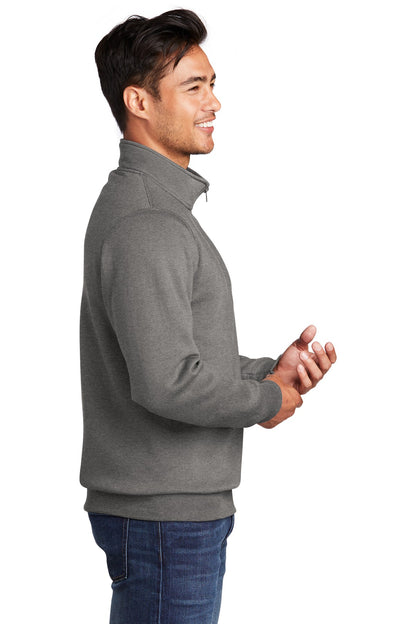 Graphite Hthr Port & Co Core Fleece 1/4-Zip Pullover Sweatshirt PC78Q